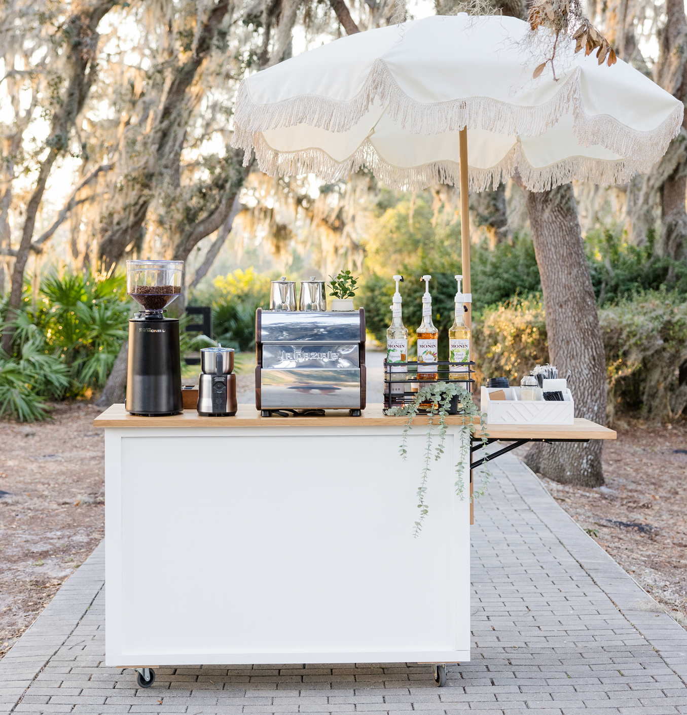 Elegant mobile coffee cart setup in Clearwater, FL